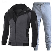 economico Tute da ginnastica-Per uomo Tuta Da Ginnastica Tuta da jogging 2 pezzi Zip intera Informale Autunno Manica lunga Traspirante Morbido Fitness Allenamento in palestra Corsa abbigliamento sportivo Abbigliamento sportivo