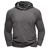 baratos camisetas básicas-Homens Camiseta T-shirt Manga Longa Com Capuz Verão Tecido Moda Designer Básico Com Capuz Férias Rua Para Noite Cinzento Escuro Preto Branco Top Tee para Homens