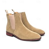 abordables Bottes de Chelsea-bottines chelsea en simili-suède pour homme – bottines décontractées à enfiler avec empiècements latéraux élastiques pour un usage quotidien, style vintage