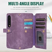baratos Capa Samsung-telefone Capinha Para Dobra Z 6 Z Fold 5 Z Fold 4 Z Fold 3 Capa traseira Com Suporte Zíper com cordão Retro TPU Couro PU