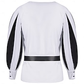 economico Cime-Retrò Vintage Punk &amp; Gotico Medievale Blusa / Camicia Mascherata Tunica Fiera del Ren Cavaliere Vichingo Crociato Con Volant Blocco di colori Per uomo Celtico Costumi da pirata Carnevale Mascherata