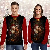 olcso Vicces karácsonyi pulóverek és pulóverek-Karácsony Mikulás Pullover Vicces karácsonyi pulóver 3D nyomtatás 3D Karácsony Grafikus Kompatibilitás Páros Férfi Női Felnőttek Karácsony Farsang 3D nyomtatás Parti Fesztivál