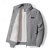 preiswerte Herrenjacken &amp; Herrenmäntel-Herren Winterjacke Cordjacke Fleecejacke Freizeitjacke Täglich Urlaub warm Tasche Vlies Herbst Winter Glatt Modisch Strassenmode Ständer Standard Schwarz Gelb Armeegrün Grau Jacken