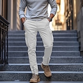 cheap Cargo Pants-Men&#039;s Cargo Pants Trousers Casual Pants Zipper Pocket Plain Comfort Breathable Full Length Casual Daily Holiday Fashion Streetwear Black White Micro-elastic