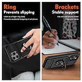 tanie Etui do iPhone&#039;ów-telefon Kılıf Na iPhone&#039;a 16 Pro Max Plusa iPhone&#039;a 15 Pro MaxPlus iPhone 14 Pro Max iPhone 14 Pro Max Plus iPhone&#039;a 13 Pro Max . Osłona tylna Uchwyt pierścieniowy Magnetyczne Gniazdo karty Retro TPU