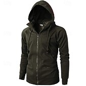 voordelige basic hoodies voor heren-Voor heren Hoodie met rits Hoodie met volledige rits Fleece hoodie Zwart Wijn Leger Groen Marineblauw Khaki Capuchon Effen Rits omhoog Zak Sport &amp; Outdoor Dagelijks Feestdagen Polyester Streetwear