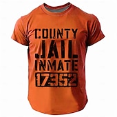 billiga Roliga T-shirts för män-Herr Text T-shirt Kortärmad T-shirt 3D-tryck Rund hals Skjorta Mode Fritids- Gata Utomhussport Dagligen Svart Orange Grå Sommar Vår Kläder S M L XL XXL XXXL