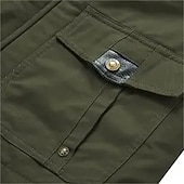 tanie Kurtki cargo-Męskie Kurtka polarowa Kurtka cargo Codzienny Urlop Keep Warm Kieszeń Polar Jesień i zima Równina Moda Moda miejska Kołnierz stawiany Regularny Czarny Khaki Zieleń wojskowa Kurtki
