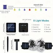 halpa Aurinkokiekevalot-20 m aurinko-LED-lyhtyvalo, 200 kuplapallo-LED-nauha, vedenpitävä ulkokäyttöön joulupuutarhan koristeluun 1 setti