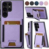 זול מארז סמסונג-טלפון מגן עבור S24 Ultra S23 Ultra Plus S22 Plus Ultra S25 Ultra כיסוי אחורי עם מעמד חריץ לכרטיס עמיד בזעזועים רטרו TPU PC עור PU