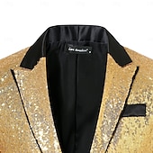 billiga festblazer-Herr Kavajjacka Smoking Lyx Glittriga Lappverk Solid färg Blazer Svart Silver Rubinrött Standardpassform Singelknäppt 1 Knapp
