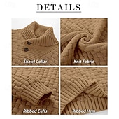 voordelige pullover voor heren-Voor heren Trui Geribd breien Normale tops Gebreid Strakke pasvorm Effen Coltrui Modern eigentijds Werk Alledaagse kleding Kleding Winter Lente &amp; Herfst Khaki S M L