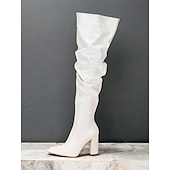 cheap Slouch Boots-Women&#039;s Black Slouchy Over-the-Knee Boots – Stylish Pointed Toe with Block Heel for Winter Fashion and Evening Outfits