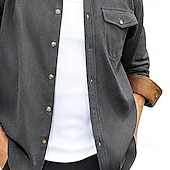 preiswerte Herren-Oberhemden-Herren Hemd Flanelljacke Flanell Hemden Knopfhemd Cargo-Shirt Feste Farbe Outdoor Arbeit Schwarz Weiß Hellgrün Wein Langarm Umlegekragen Frühling &amp; Herbst Bekleidung Farbblock