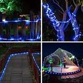 economico Striscie luci ad energia solare-7m-50leds/12m-100leds/22m-200leds lampada solare per esterni natalizia cortile balcone recinzione scala atmosfera festosa stringa di luci decorative