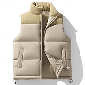 tanie Kamizelki-Męskie Kamizelka Rozdymkowa Kamizelka Pikowana kamizelka Codzienny Randka Urlop Moda Codzienny Jesień i zima Kieszeń Poliester Zatrzymujący ciepło Wygodny Jednokolorowe Zamek błyskawiczny Kołnierz