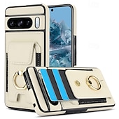 お買い得  その他のスマホケース-電話 ケース 用途 ピクセル9プロ ピクセル9プロXL Pixel 8 Pro Pixel 8 ピクセル9 バックカバー バンカーリング カード挿入口 耐衝撃 レトロ風 TPU PUレザー