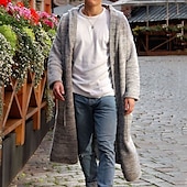 abordables Gilet-Homme Gilet Cardigan Pull en tricot A côtes Tricoter Longue Poche Plaine / Solide Capuche Mode Classique Usage quotidien Rendez-vous Vêtement Tenue Automne hiver Gris M L XL