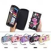 voordelige Samsung-hoesje-telefoon hoesje Voor S24 Ultra S24 Plus S24 S23 S23 Ultra S23 Plus S22 S22 Ultra Achterkant Wallet Card Case Rits met draagkoord met polsband Retro TPU PU-nahka
