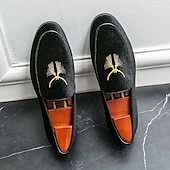 お買い得  セミフォーマル-ゴールドの刺繍が施されたメンズグリーンベルベットローファー - フォーマルなイベントや結婚式に最適な豪華なスリッポンシューズ