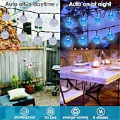 abordables Guirlandes solaires-Guirlande lumineuse solaire à LED, 10 m/20 m/30 m/50 m, lumières acryliques étanches pour l&#039;extérieur avec télécommande, plug-in pour les vacances de Noël, les fêtes,&amp;amp;décoration de jardin prise