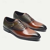 お買い得  クラシックドレスシューズ-織りの質感とバックルのディテールを備えたメンズプレミアム牛革オックスフォードシューズ - フォーマルな場面に最適なエレガントなドレスシューズ