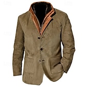 levne Faux semišové bundy-Pánské Rüzgarlık Bunda z umělého semiše Westernová kožená bunda Denní Dovolená Zahřívací Fleece límec Bez fleece podšívky Podzim zima Bez vzoru Módní Šik ven Kapuce Standardní Hnědá Khaki Šedá Saka