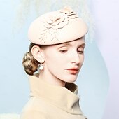 tanie Kapelusze na przyjęcia-kapelusze 100% wełniany kapelusz fedora kapelusz spodek ślub koktajl elegancki ślub z kwiatowym czystym kolorem nakrycie głowy nakrycie głowy