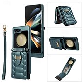 お買い得  サムスン用ケース-電話 ケース 用途 Z Flip 5 Z Flip 4 Z Flip 3 バックカバー スタンド付き ストラップ付き リストストラップ付き レトロ風 TPU PUレザー
