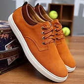 economico Sneakers da uomo-scarpe da ginnastica casual da uomo in pelle scamosciata con lacci – scarpe basse retrò marroni con comoda suola bianca per l&#039;uso quotidiano