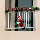 cheap Tree Accessories-Christmas Climbing Santa Claus Ladder and Rope Hanging Ornament – Inflatable and Plush Santa for Christmas Tree, Hotel, and Mall Holiday Decorations