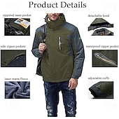 halpa Fleece ja 3 in 1 takit-miesten talvitakki fleecetakki softshell tuulitakki kiipeily lumiurheilu lämpö lämmin vedenpitävä hupullinen urheiluasu