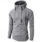 voordelige basic hoodies voor heren-Voor heren Hoodie met rits Hoodie met volledige rits Fleece hoodie Zwart Wijn Leger Groen Marineblauw Khaki Capuchon Effen Rits omhoog Zak Sport &amp; Outdoor Dagelijks Feestdagen Polyester Streetwear