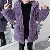 voordelige Meisjes Nepbont Jassen-Kinderen Voor meisjes Jas van imitatiebont Effen Kleur leuke Style School jas bovenkleding 4 jaar + Herfst Blozend Roze Paars