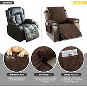 baratos Capa de reclinável-Capas reclináveis 100% à prova d&#039;água, capas antiderrapantes para poltrona reclinável com bolso, protetor de móveis acolchoado para cadeira reclinável lavável para crianças, animais de estimação