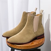 abordables Bottes de Chelsea-bottines chelsea en simili-suède pour homme – bottines décontractées à enfiler avec empiècements latéraux élastiques pour un usage quotidien, style vintage