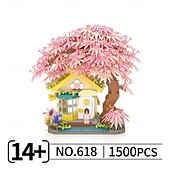お買い得  組立ておもちゃ-フラワーツリーハウス マイクロミニブロック 大人用 木と植物 クリスマス雰囲気 モデルキット クリエイティブ DIY ギフト 子供用