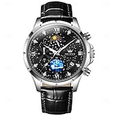 voordelige Quartz-horloges-olevs 9807 herenhorloge modetrend multifunctioneel origineel sterrenhemel waterdicht maanfase horloge luxe merk heren quartzhorloge