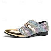 economico Semi-formale-scarpe formali da uomo con puntale in metallo dorato e dettaglio fibbia - elegante design con lacci per feste ed eventi speciali