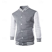 preiswerte Herrenjacken &amp; Herrenmäntel-Herren Leichte Jacke Sommerjacke Bomberjacke übergangsjacke Urlaub Alltagskleidung Warm Klassicher Stil Frühling &amp; Herbst Farbblock Komfort Freizeit Stehkragen Hellgrau Wein Schwarz Dunkelmarine Blau