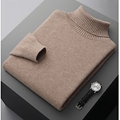 billiga Herrarnas Elite Tröjor &amp; Koftor-Herr Polotröja Sticka Ensfärgat Polokrage Stickat Elegant Jul Utomhus Kläder Höst Vinter Svart Vit S M L