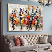 ieftine Picturi cu Oameni-pictură în ulei muzicală picturi abstracte de artrită realizate manual pe pânză pictate manuală pictură în ulei acrilic cu textura bogată picturi muzicale moderne artă de perete opere de artă pictate