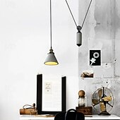 abordables Conception de Tambour et de Cône-plafonnier vintage edison à hauteur réglable avec câble e27, éclairage industriel à poulie, lampe pour îlot