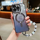 お買い得  iPhone用ケース-電話 ケース 用途 iPhone 16 Pro Max プラス iPhone 15 プロマックスプラス iPhone 14 13 12 11 Pro Max Plus iPhone 14 Pro Max iPhone 13 12 11 Pro Max バックカバー 磁石バックル ワイヤレス充電をサポート リストストラップ付き レトロ風 TPU アクリル