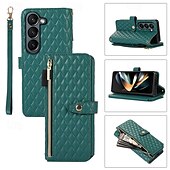 お買い得  サムスン用ケース-電話 ケース 用途 Zフォールド6 Z Fold 5 Z Fold 4 Z Fold 3 フリップカバー スタンド付き ジッパ－ リストストラップ付き レトロ風 TPU PUレザー
