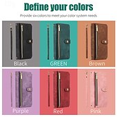 baratos Capa Samsung-telefone Capinha Para Dobra Z 6 Z Fold 5 Z Fold 4 Z Fold 3 Capa traseira Com Suporte Zíper com cordão Retro TPU Couro PU