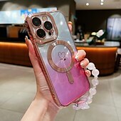 お買い得  iPhone用ケース-電話 ケース 用途 iPhone 16 Pro Max プラス iPhone 15 プロマックスプラス iPhone 14 13 12 11 Pro Max Plus iPhone 14 Pro Max iPhone 13 12 11 Pro Max バックカバー 磁石バックル ワイヤレス充電をサポート リストストラップ付き レトロ風 TPU アクリル