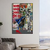 preiswerte Straßenkunst-Pop-Art-Ölgemälde, handgefertigt, abstraktes Graffiti-Kunst-Ölgemälde, handgemaltes Street-Art-Ölgemälde „Niemals aufgeben“, Gemälde, Wandkunst fürs Büro, Dekoration für Schlafzimmer, Wohnzimmer,