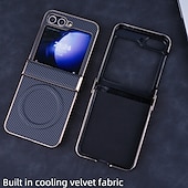 halpa Samsung-kotelot-puhelin Etui Käyttötarkoitus Z-kääntö 7 Z Flip 6 Z Flip 5 Z Flip 4 Z Flip 3 Takakuori Magneetti Tukee langatonta latausta Iskunkestävä Retro Hiilikuitu Pinnoitus