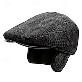 economico Cappelli da uomo-Per uomo Cappello con paraorecchie Coppola Cappello Ascot Cappello da Giornalista Nero Marrone Lana Moda Casual Streetwear Quotidiano Quadri Regolabile Protezione solare Traspirante